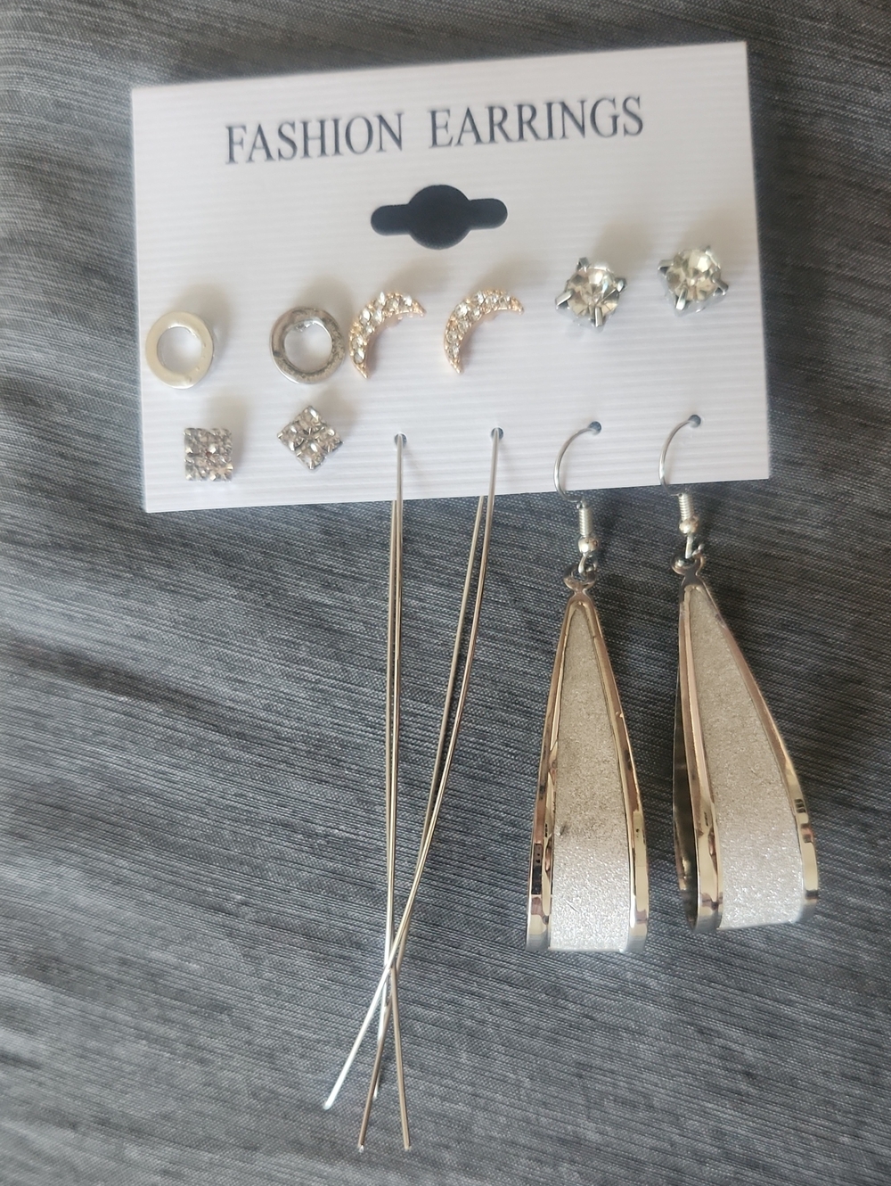 Fashion Earrings Set - Silver Tone Women's Jewelry 6 Pairs